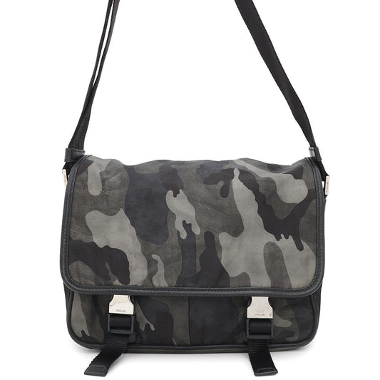 Camouflagepattern Shoulder Bag Khaki Nylon Black
