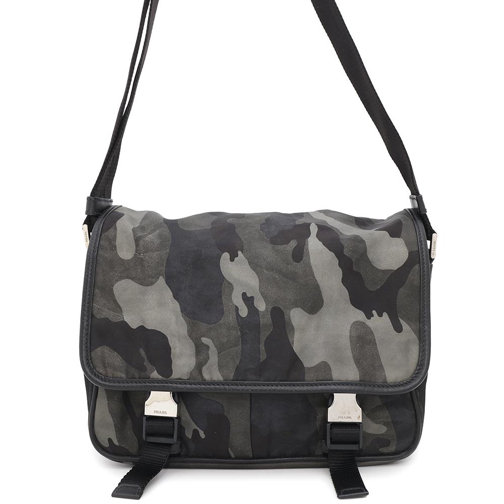 Prada Shoulder Bag ?CamouflagePattern Khaki Nylon Black