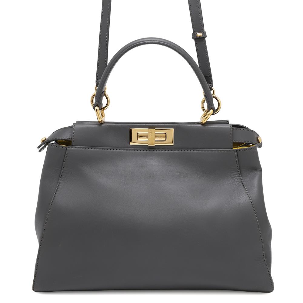 Fendi Peekaboo 2Waybag Gray8Bn226 Leather Travel Bag