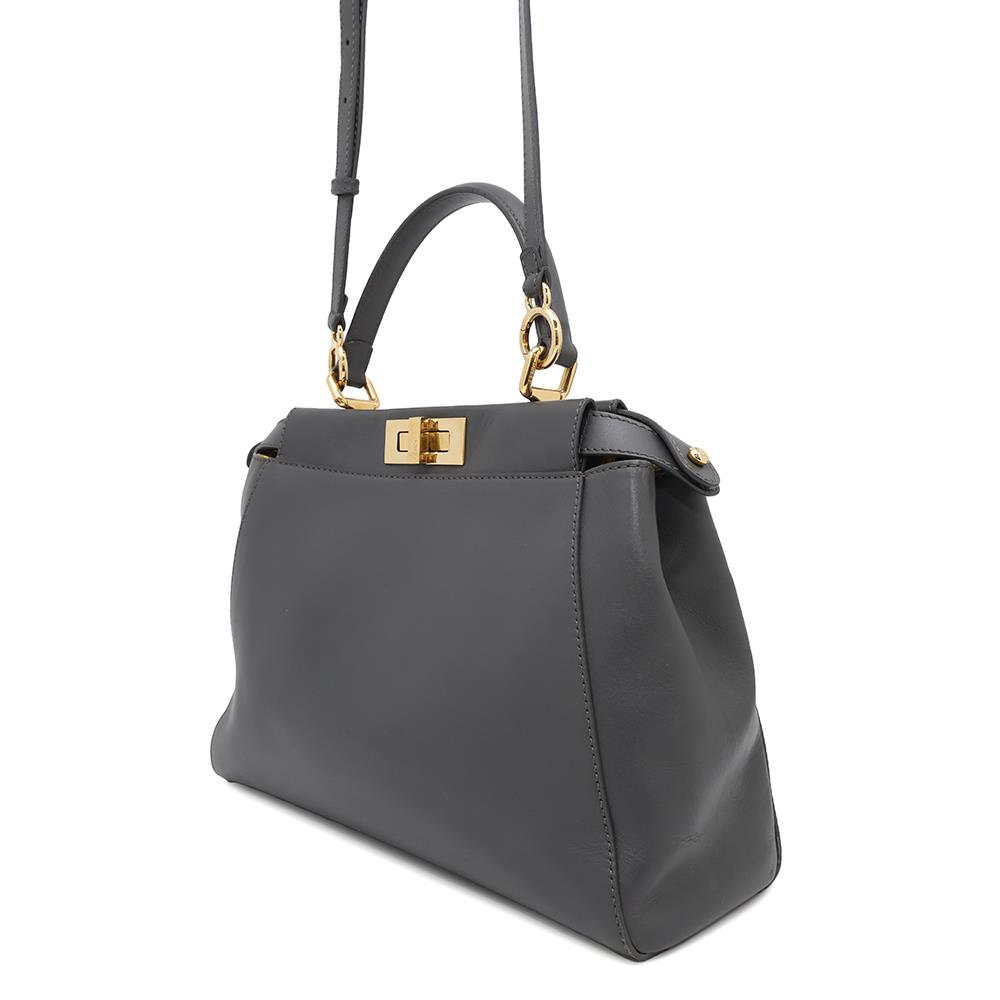 Fendi Peekaboo 2Waybag Gray8Bn226 Leather Travel Bag