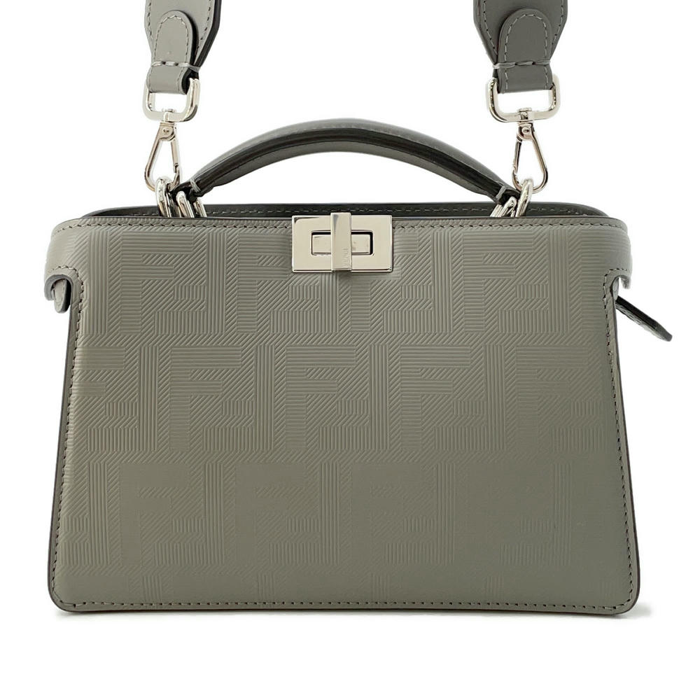 Fendi Peekaboo Icuxcross 2Waybag Gray7Va582 Handbag Leather Travel Bag