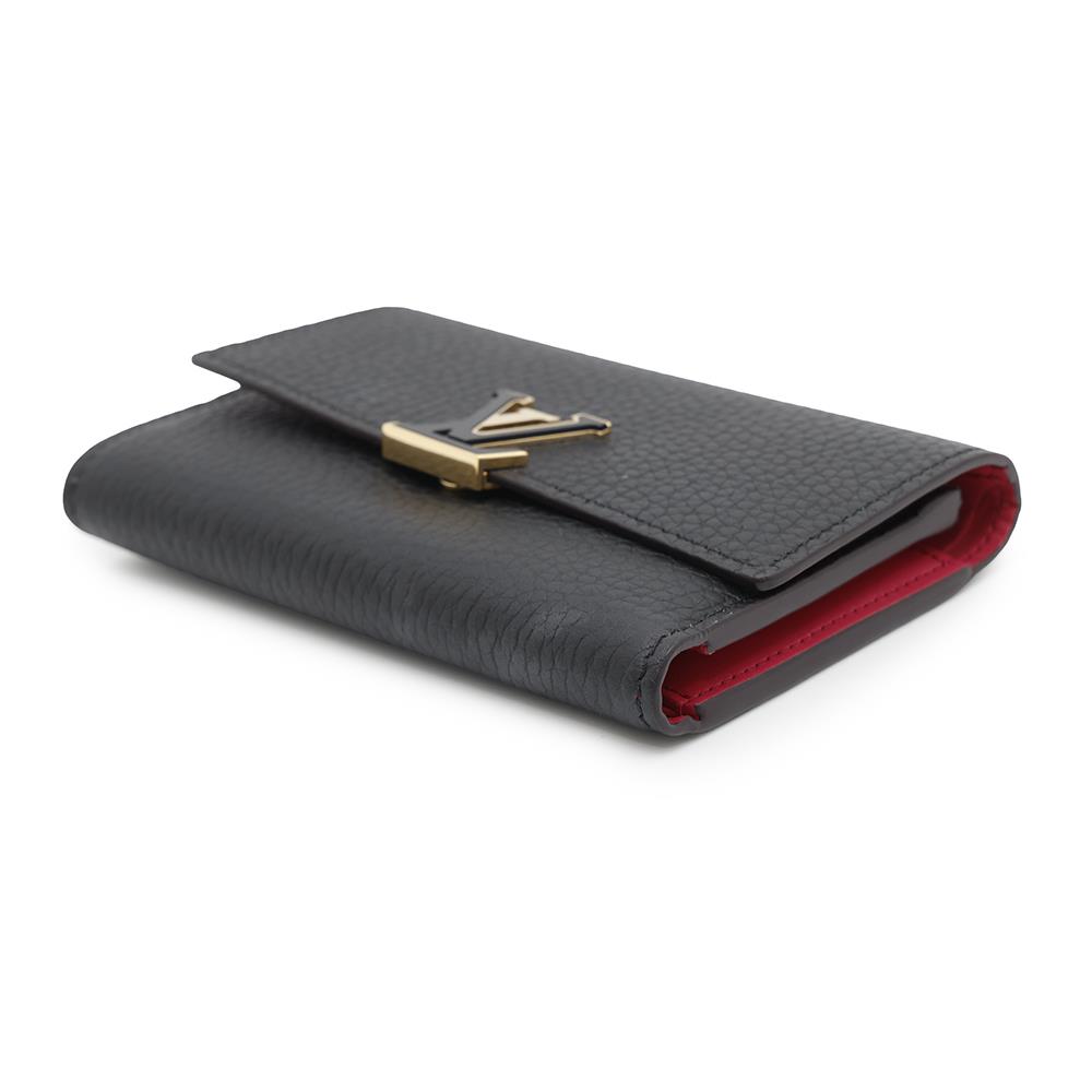 Louis Vuitton Portefeuille Capucine Compact pinkM62157 Taurillon Noir Leather Hat