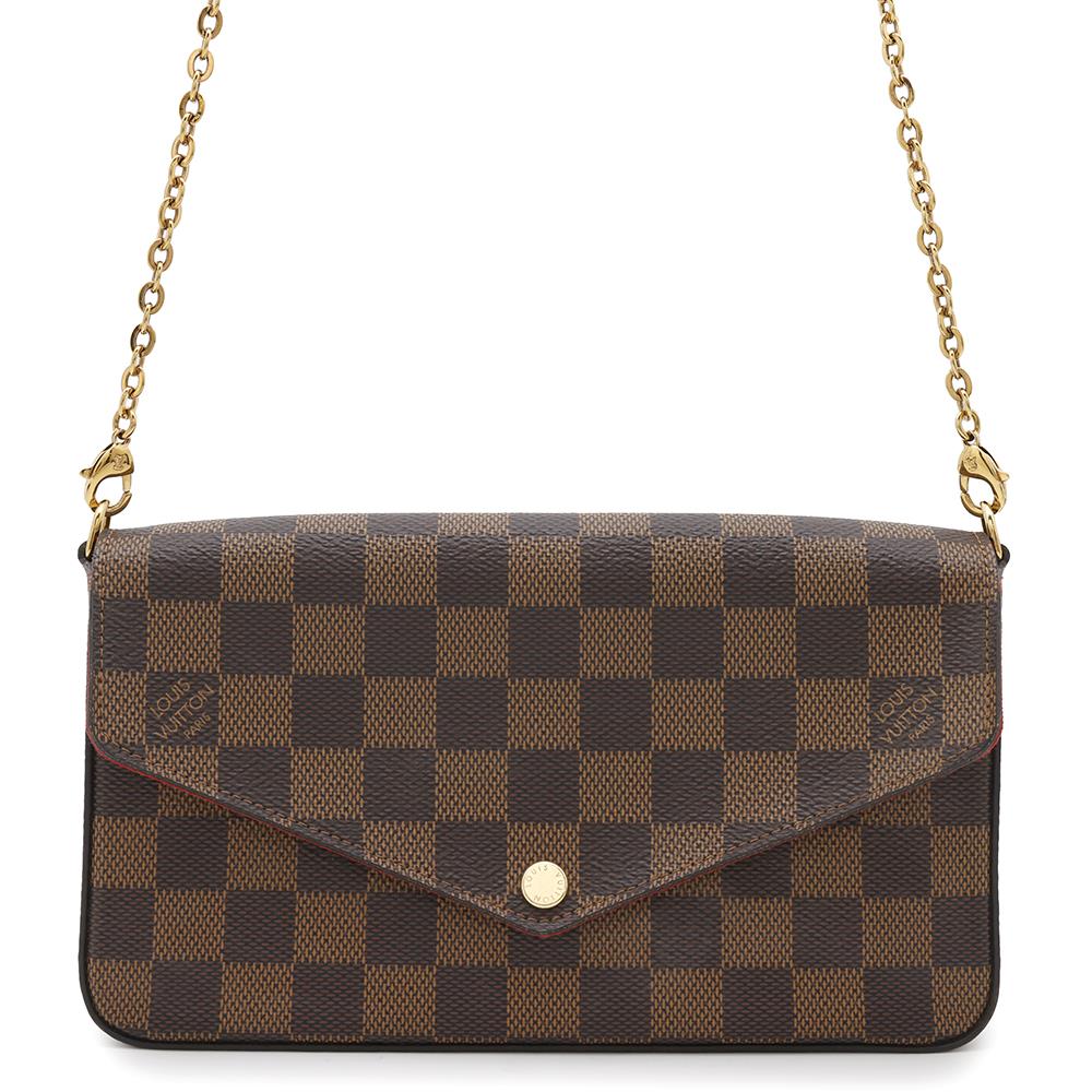 Louis Vuitton Felicie Pochette RedN63032 Ebene Damier Canvas Clutch Bag