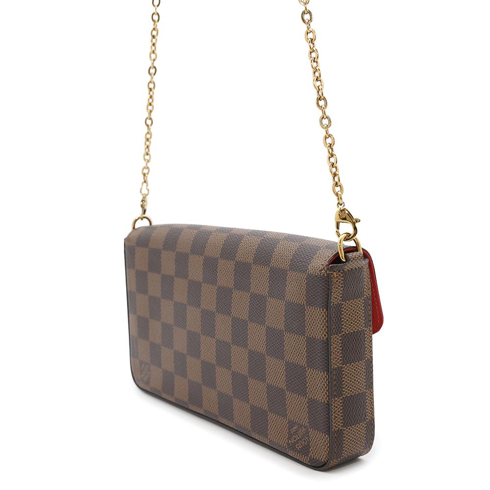 Louis Vuitton Felicie Pochette RedN63032 Ebene Damier Canvas Clutch Bag
