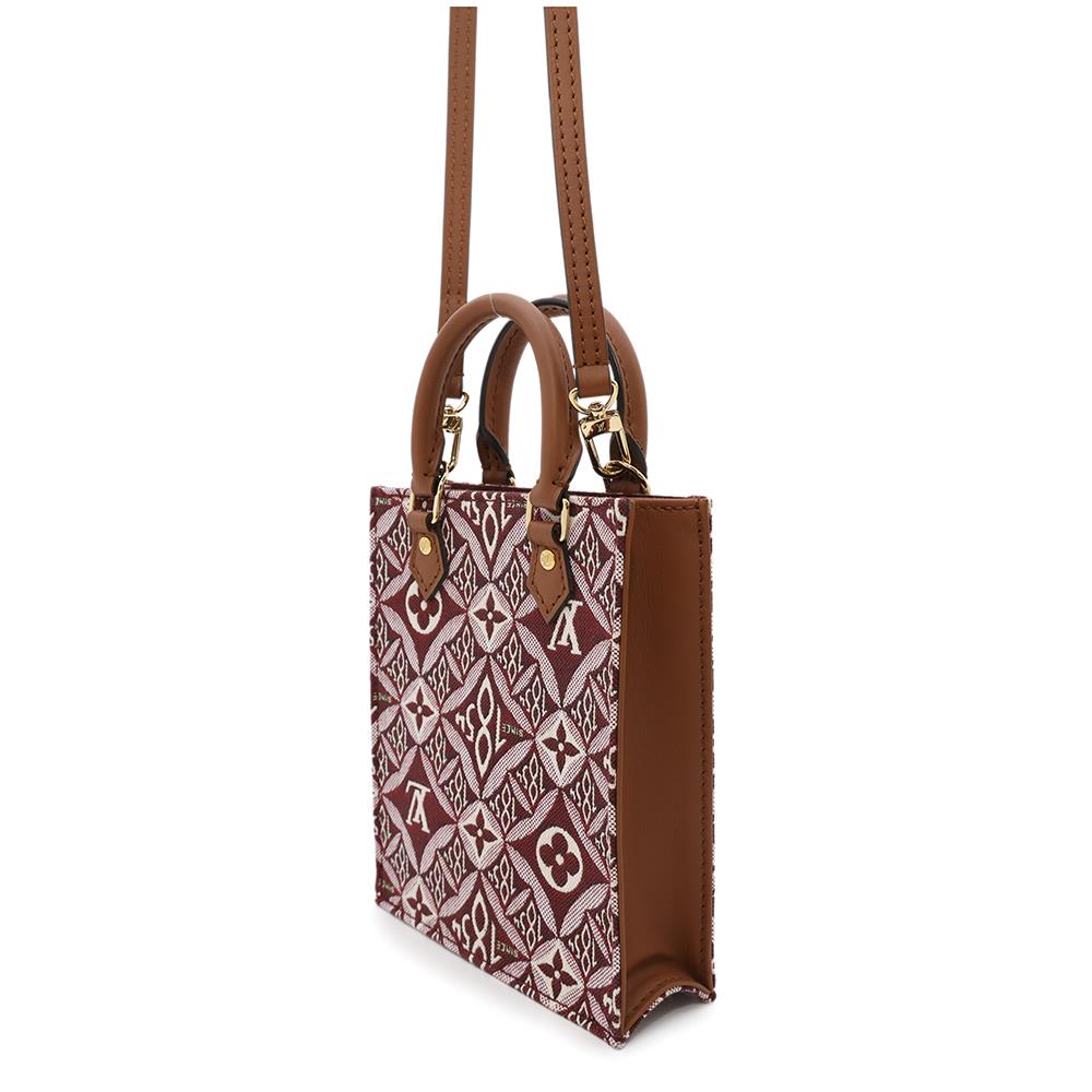 Louis Vuitton Petit Sac Plat BordeauxM69846 ・Jacquard Monogram Handbag