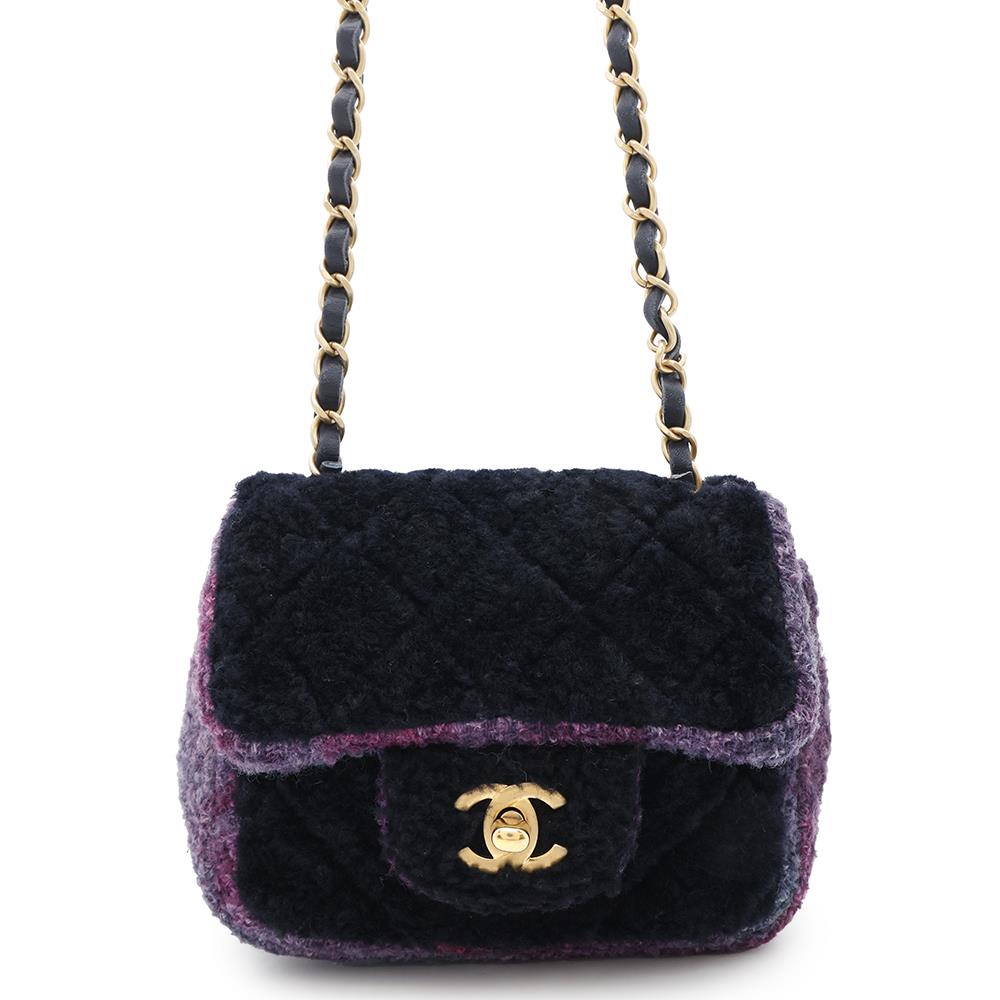 Chanel Matelasse ChainShoulder Purple Wool Shoulder Bag