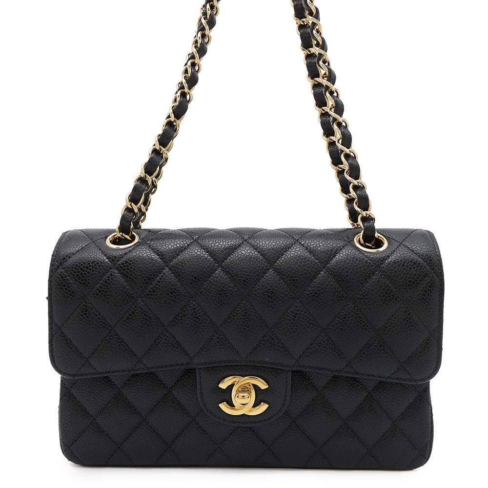 Chanel Matelasse Double Flap ChainShoulder BlackA01113 Caviar Leather Shoulder Bag