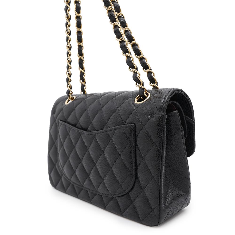 Chanel Matelasse Double Flap ChainShoulder BlackA01113 Caviar Leather Shoulder Bag
