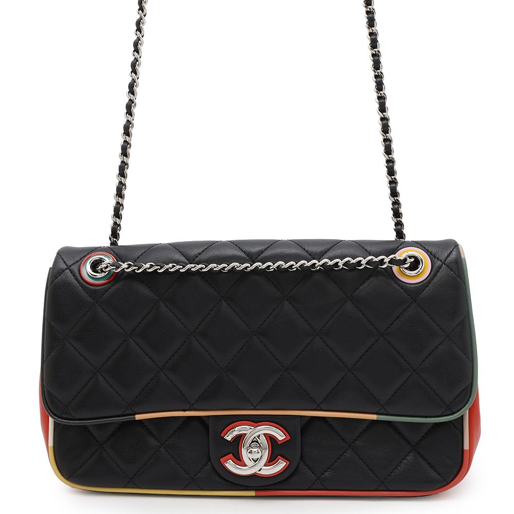 Chanel CC Logo ChainShoulder MulticolorA93691 Lambskin Black Shoulder Bag