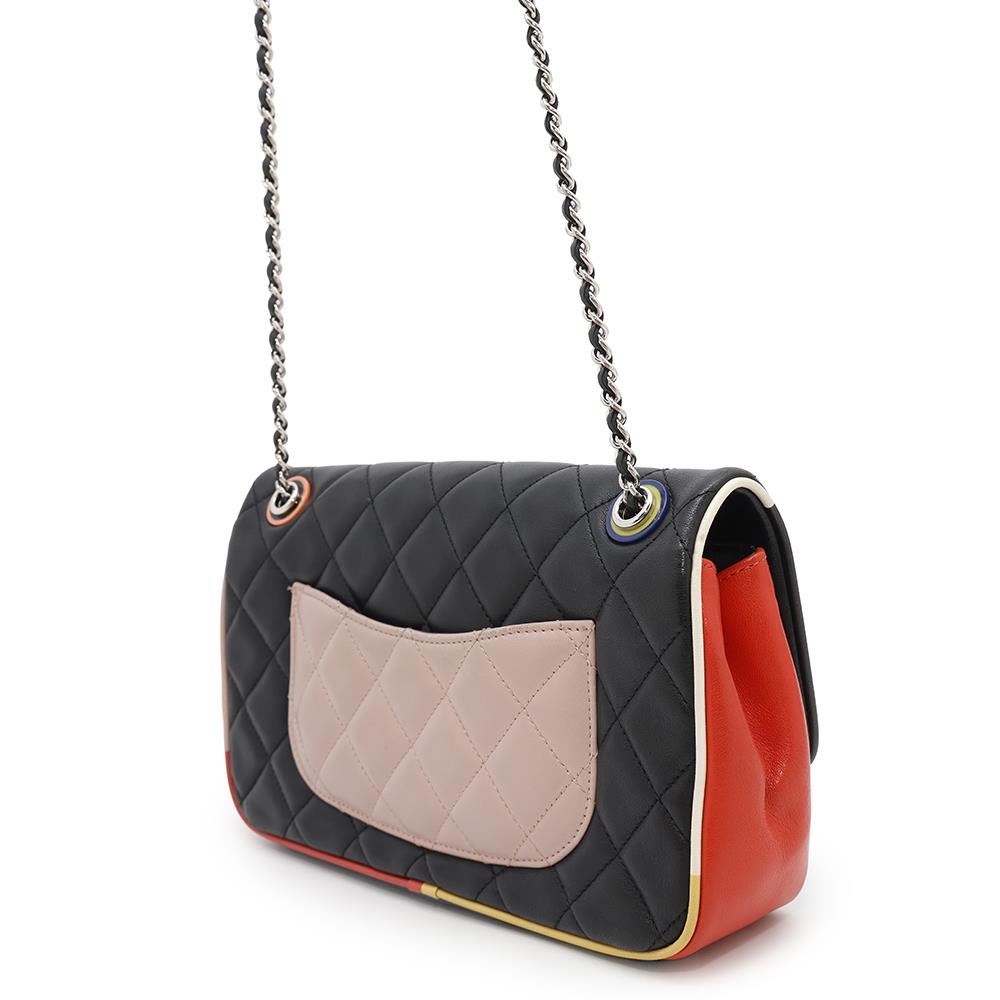 Chanel CC Logo ChainShoulder MulticolorA93691 Lambskin Black Shoulder Bag