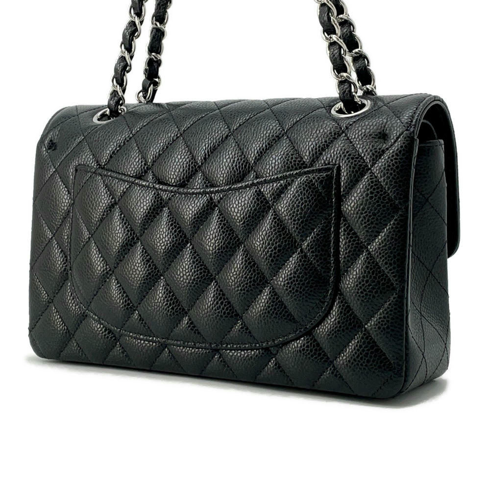 Chanel Matelasse W Flap ChainShoulder Caviar Black Leather Shoulder Bag