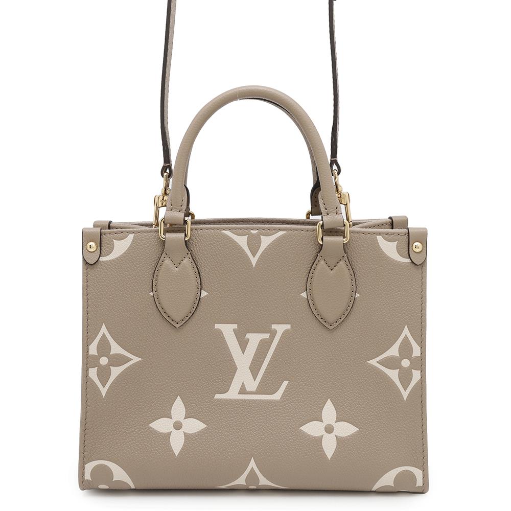 Louis Vuitton Onthego Tourterelle claimM45779 Bicolor Giant Monogram Empreinte Leather Handbag