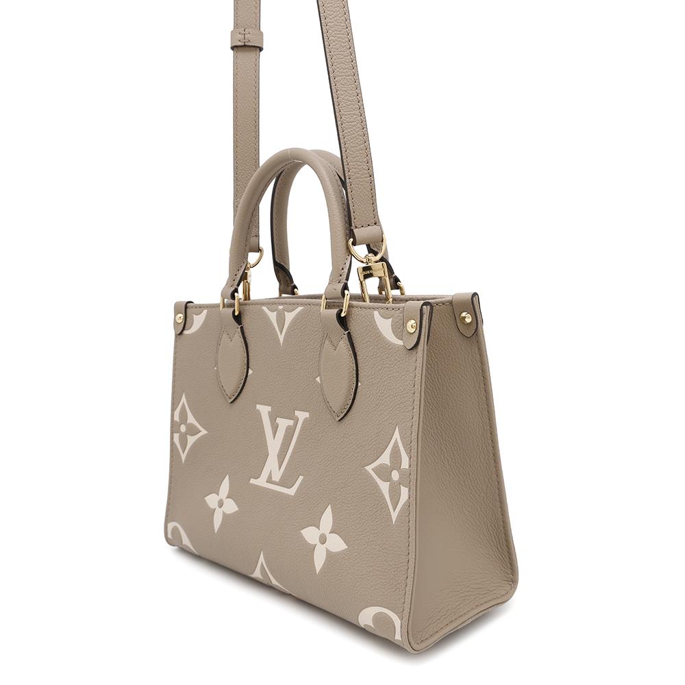 Louis Vuitton Onthego Tourterelle claimM45779 Bicolor Giant Monogram Empreinte Leather Handbag
