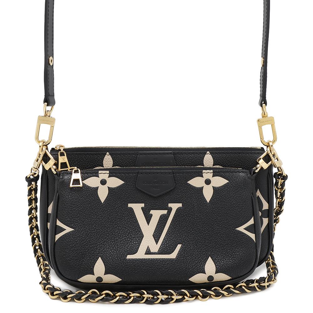 Louis Vuitton Multi Pochette Accessoires CreamM45777 Monogram Empreinte Leather Black Clutch Bag