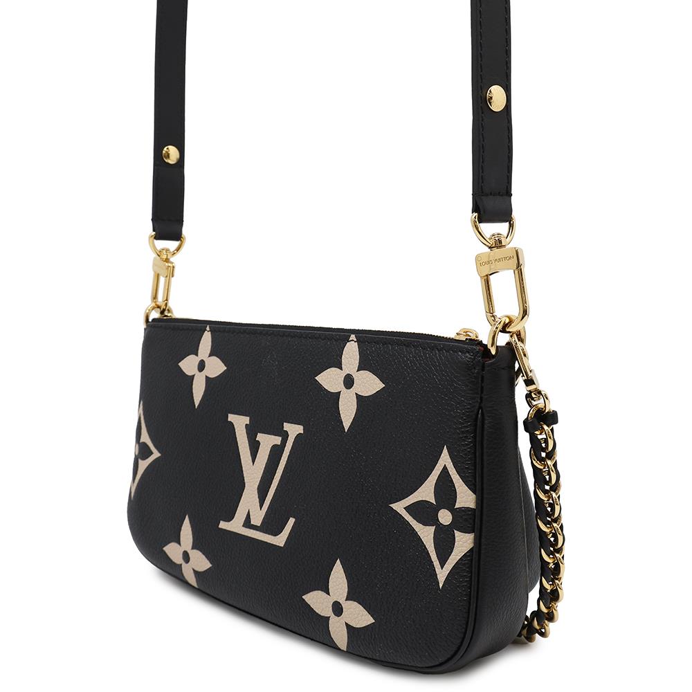 Louis Vuitton Multi Pochette Accessoires CreamM45777 Monogram Empreinte Leather Black Clutch Bag