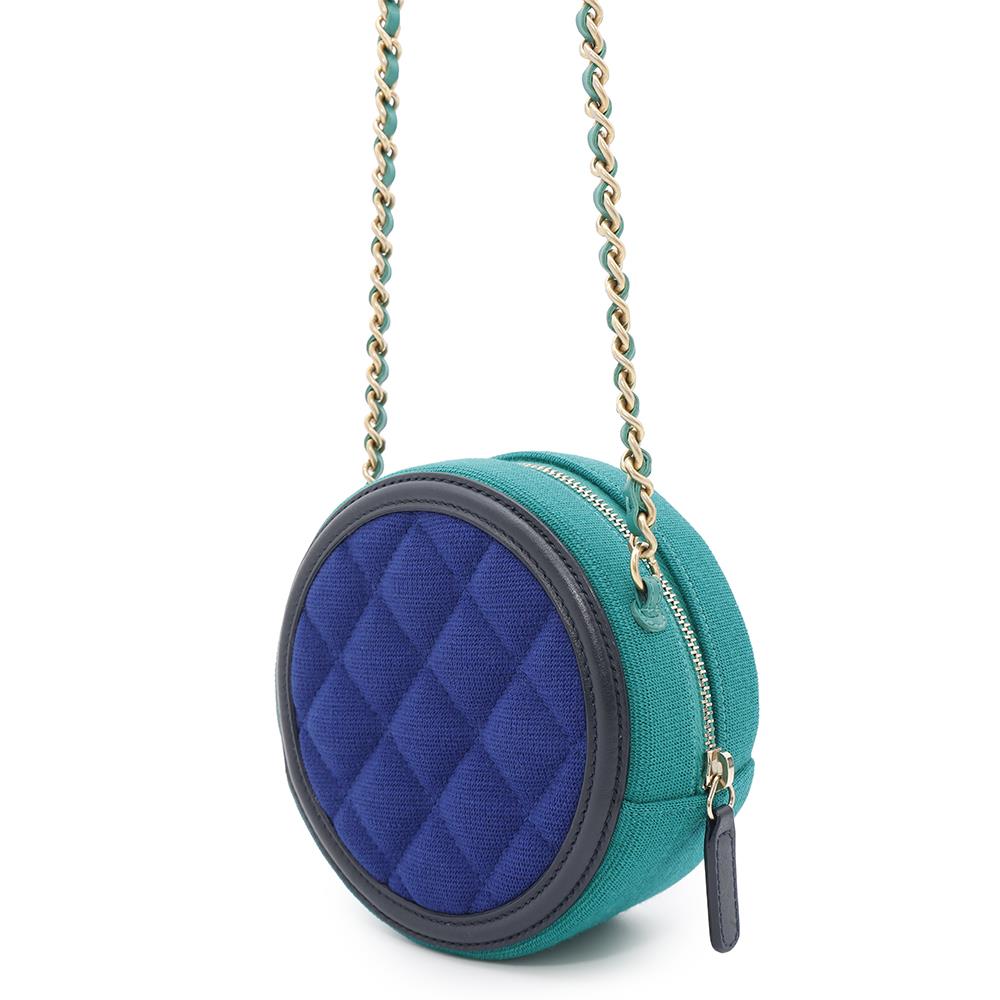 Chanel CCFiligree Round ChainShoulder GreenAP0365 Cotton Blue Shoulder Bag