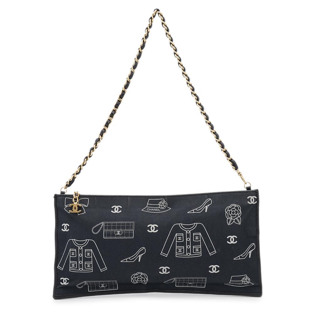 Chanel Icon ChainPouch Navy Cotton Handbag