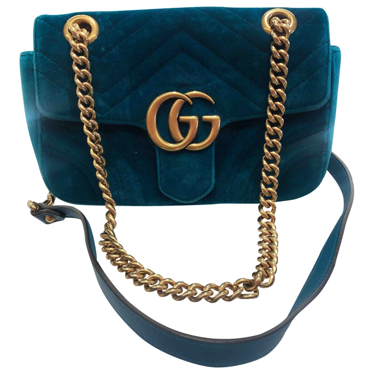 Gucci marmont turquoise velvet handbag