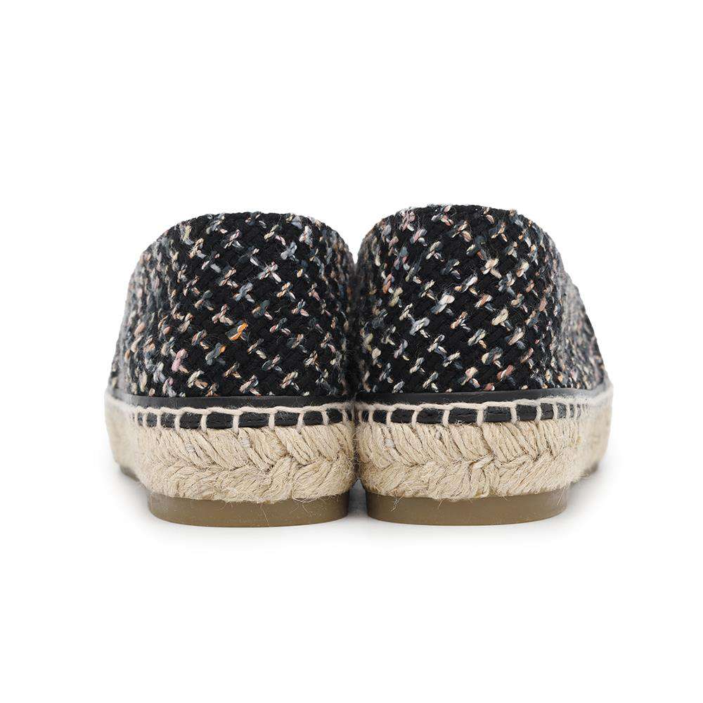 Chanel Espadrilles Tweed BlackG29762 Cotton Enamel Handbag