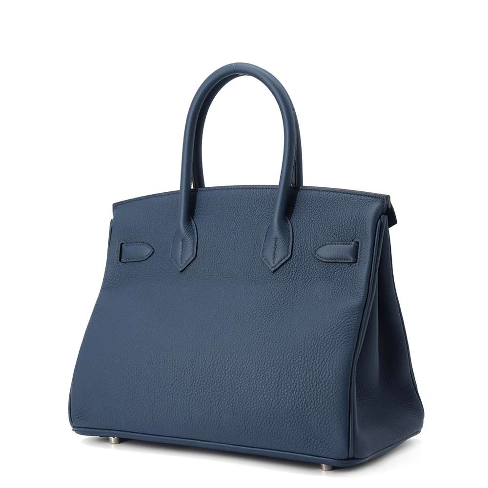 Birkin De Prusse Togo Size Handbag Leather Blue Travel Bag