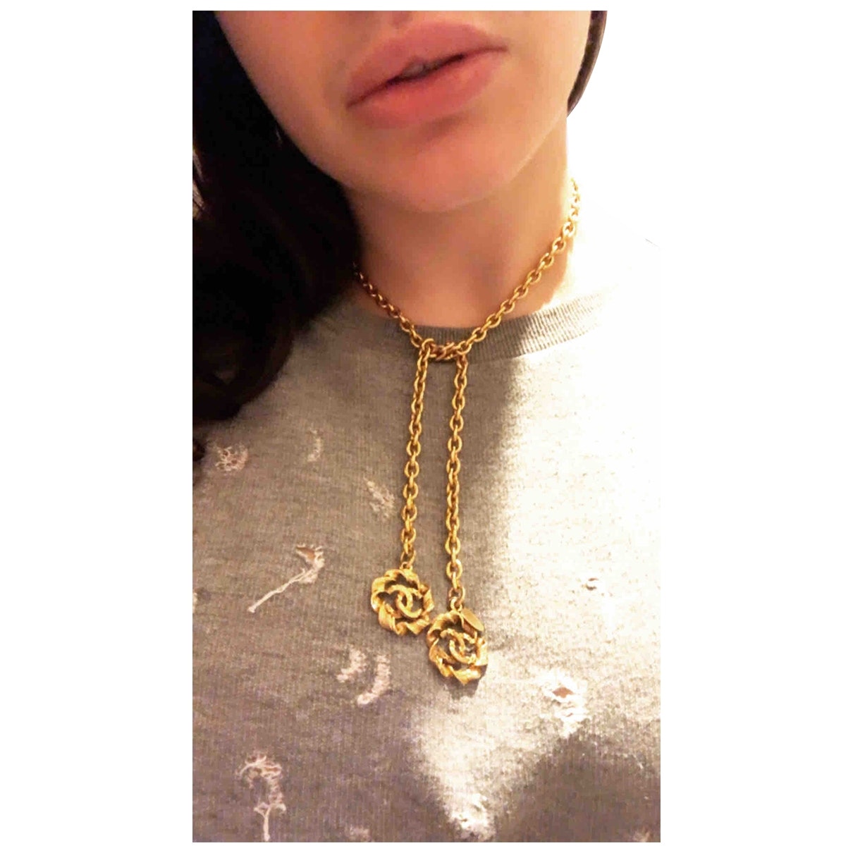 Chanel CC Gold Gold Plated Necklaces
