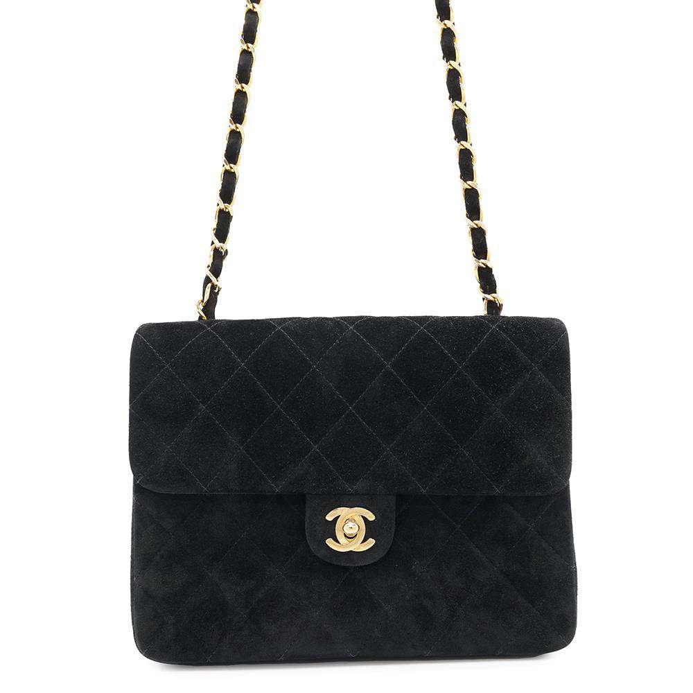 Chanel Matelasse Single Flap ChainShoulder suede Black Shoulder Bag