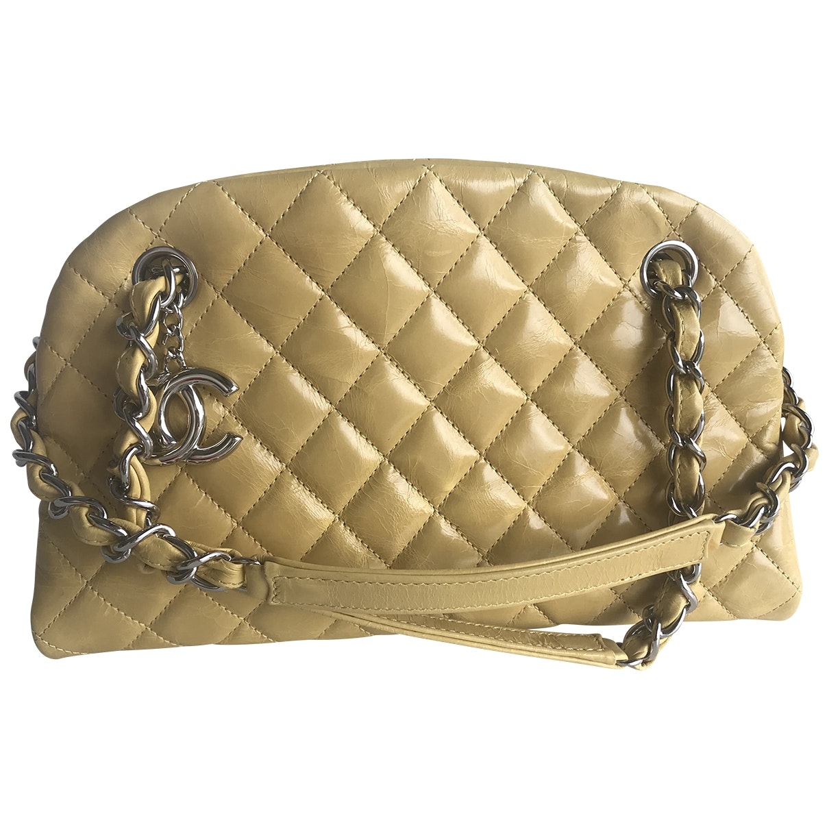 Chanel mademoiselle yellow patent leather handbag