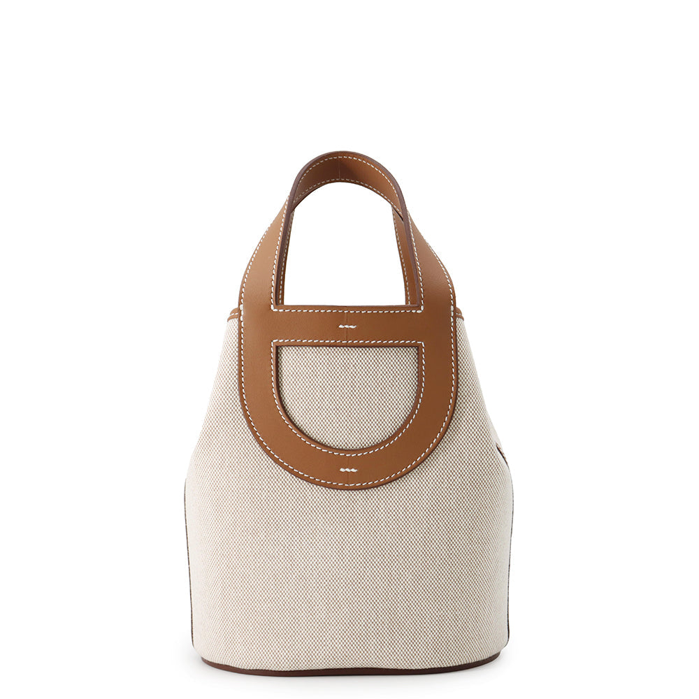 In The Loop Tote Bag Ecru Toile Leather Gold