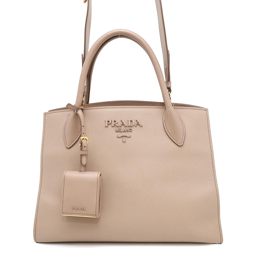 Prada Tote Bag ?Mono Chrome 2WAYBag Jasmin Flower1BA155 Leather