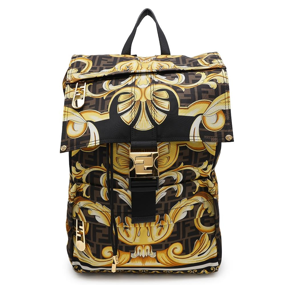 Fendi Fendace Backpack Yellow7Vz066 Nylon Black