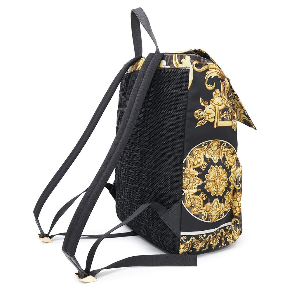 Fendi Fendace Backpack Yellow7Vz066 Nylon Black