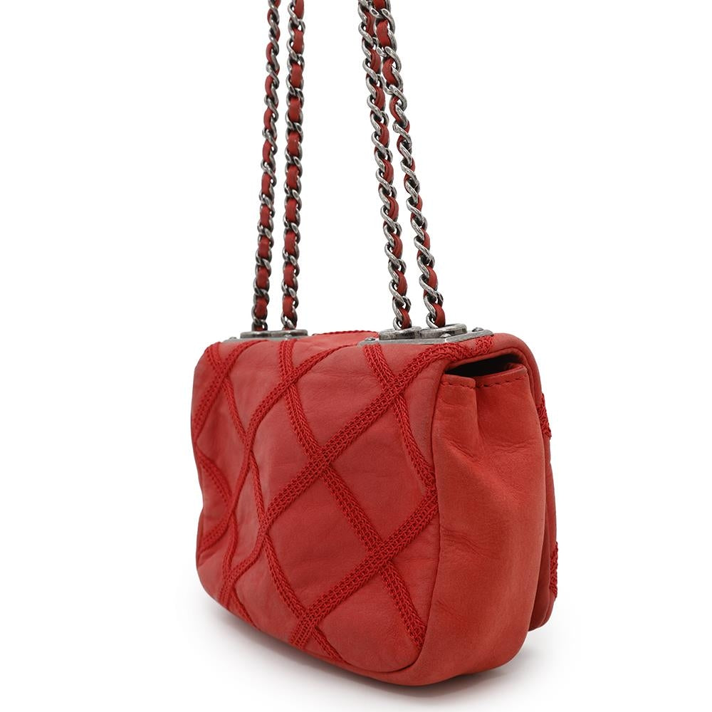 Chanel Matelasse Double Red Leather Shoulder Bag
