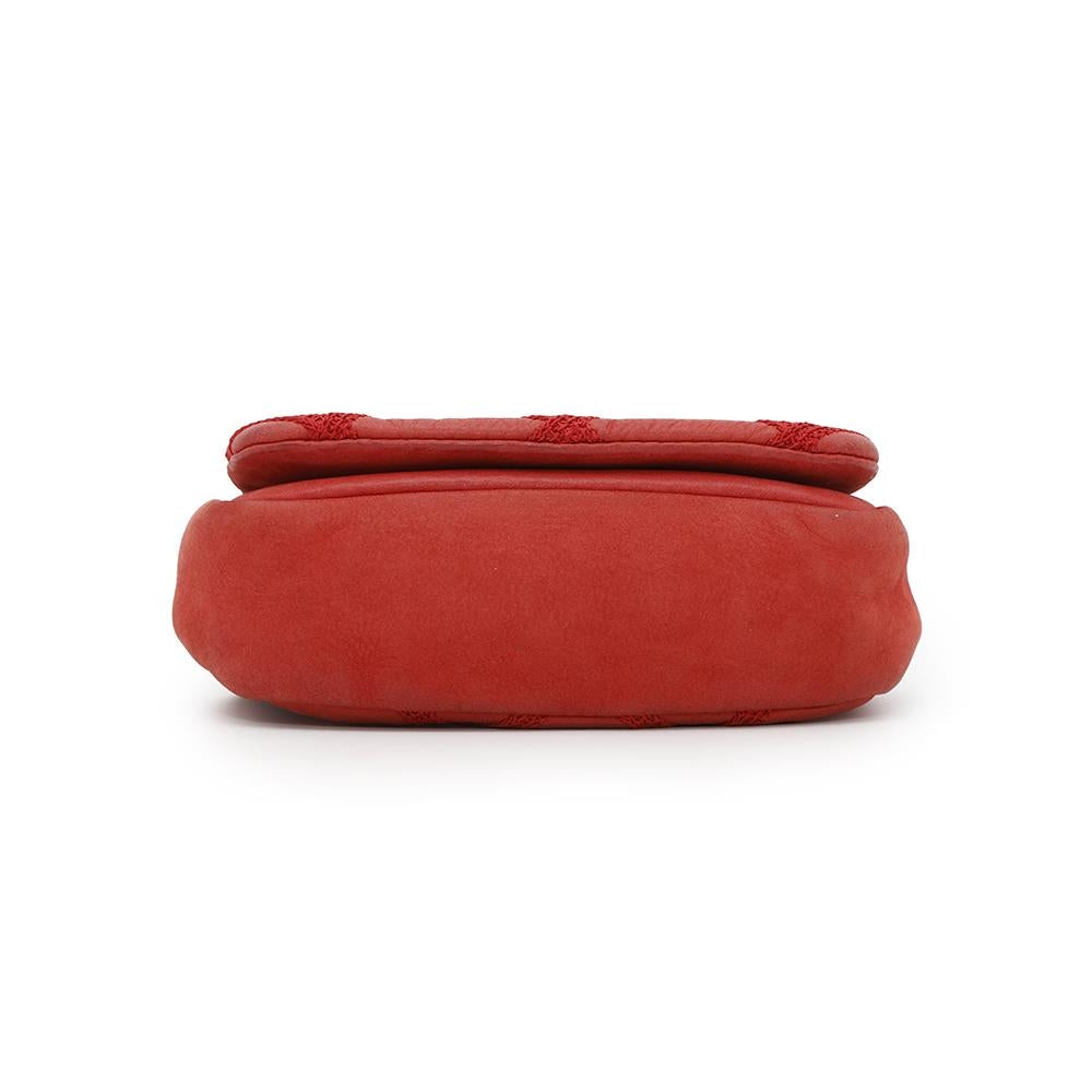 Chanel Matelasse Double Red Leather Shoulder Bag