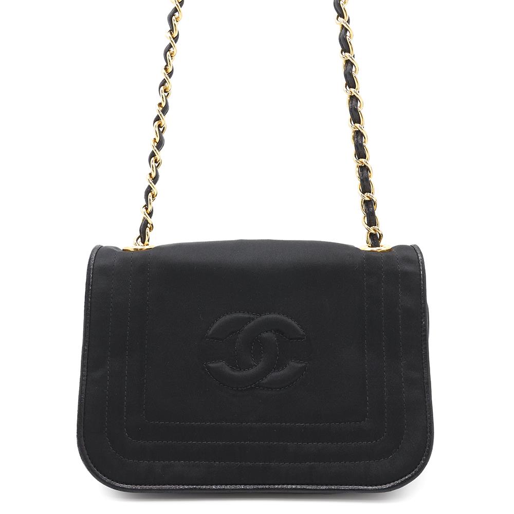 Chanel CC Logo Flap Nylon Black Leather Shoulder Bag
