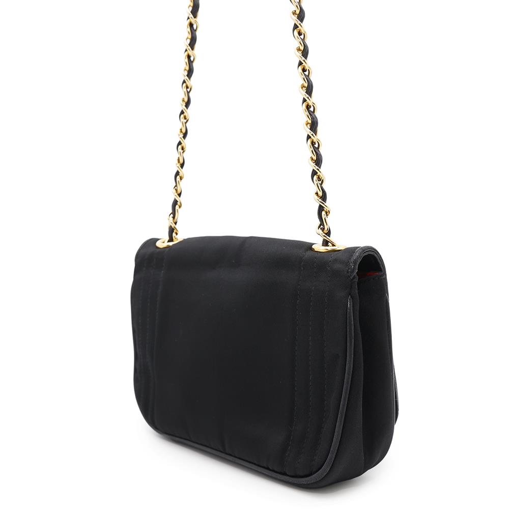 Chanel CC Logo Flap Nylon Black Leather Shoulder Bag