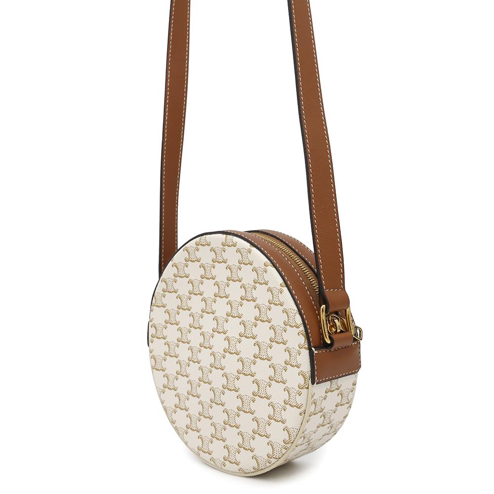 Triomphe Round Purse Shoulder G Pvc Handbag Leather White Shoulder Bag