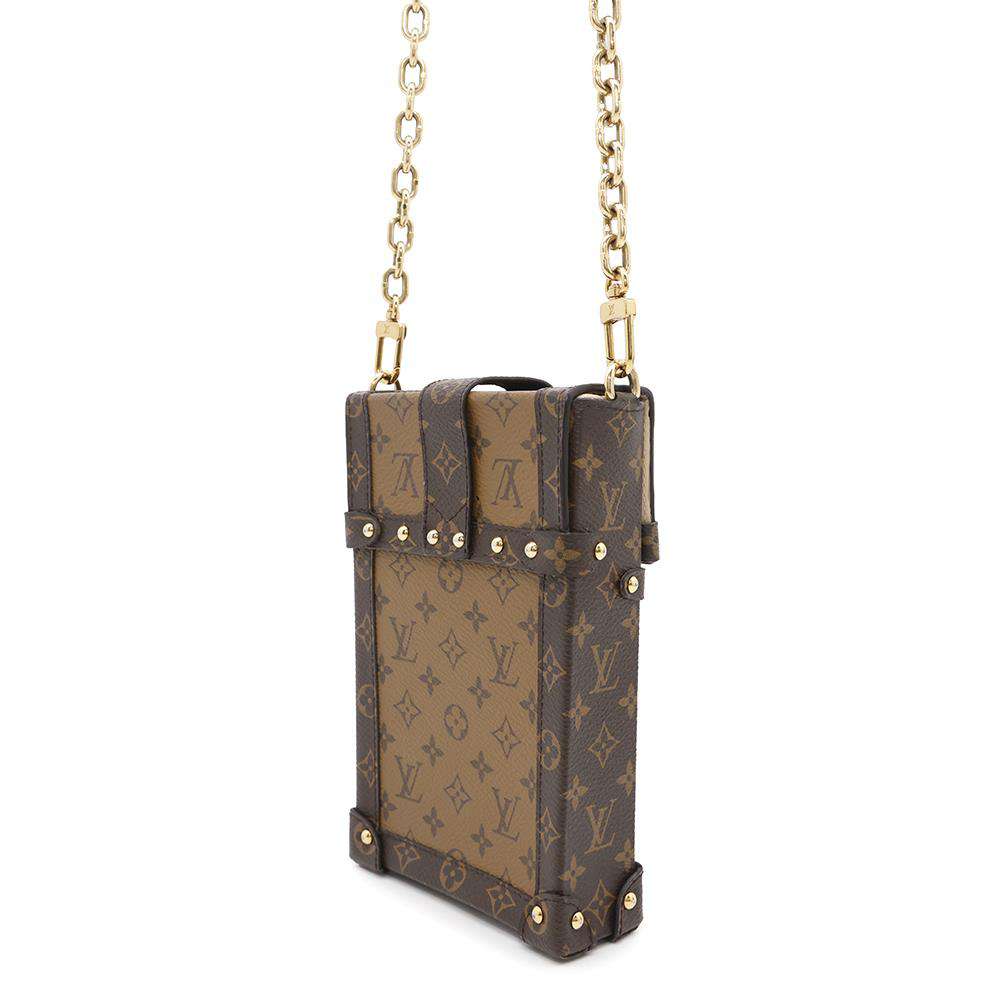 Louis Vuitton Pochette Trunk Vertical BrownM67873 Reverse Monogram Canvas Clutch Bag