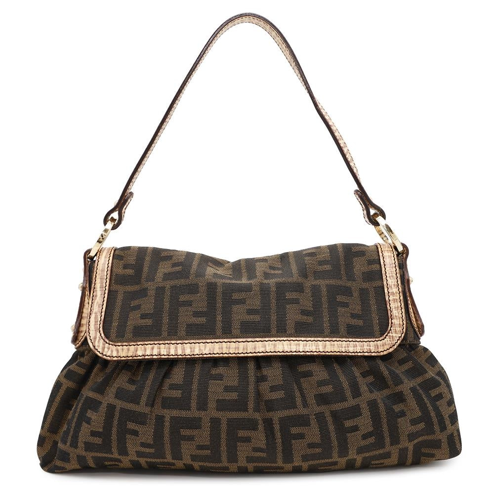 Fendi Shoulder Bag ?Zucca Pattern one belt Brown8BR445 Leather Canvas