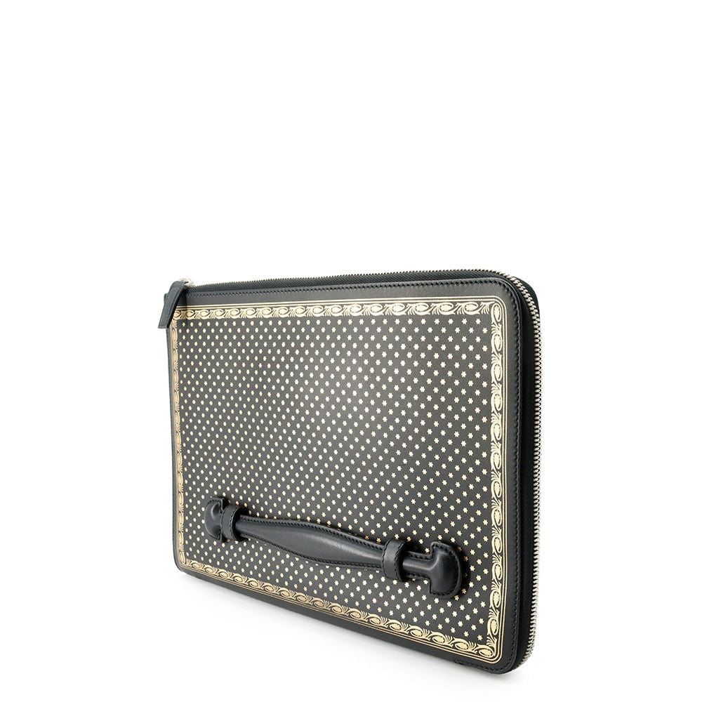 Gucci Sega collaboration GUCCY Leather Black Logo Clutch Bag