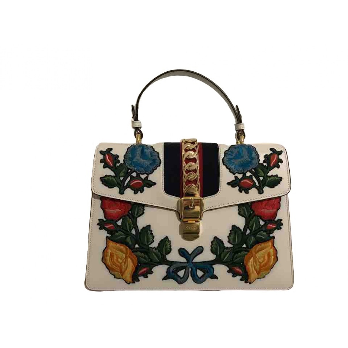 Gucci sylvie white leather handbag