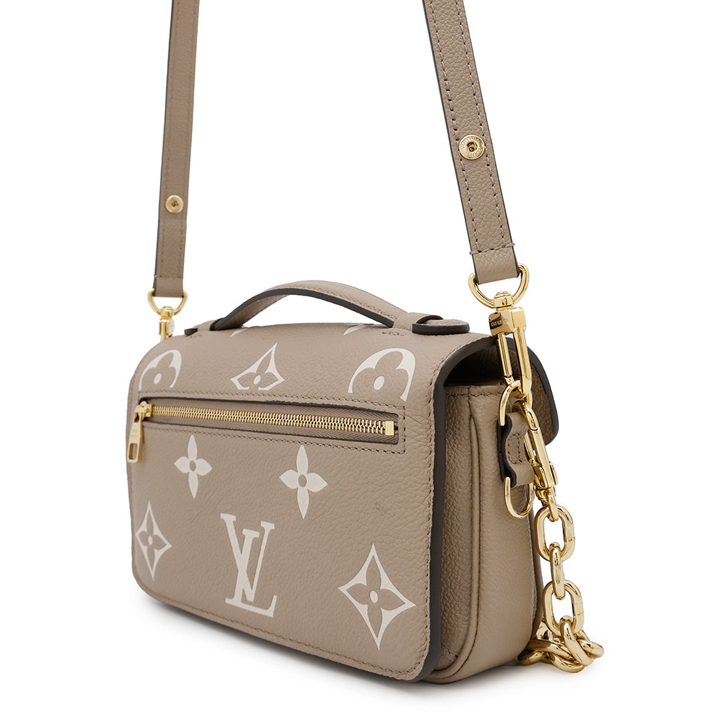 Louis Vuitton Pochette Metis EW Tourterelle ClaimsM23081 Monogram Empreinte Leather Clutch Bag