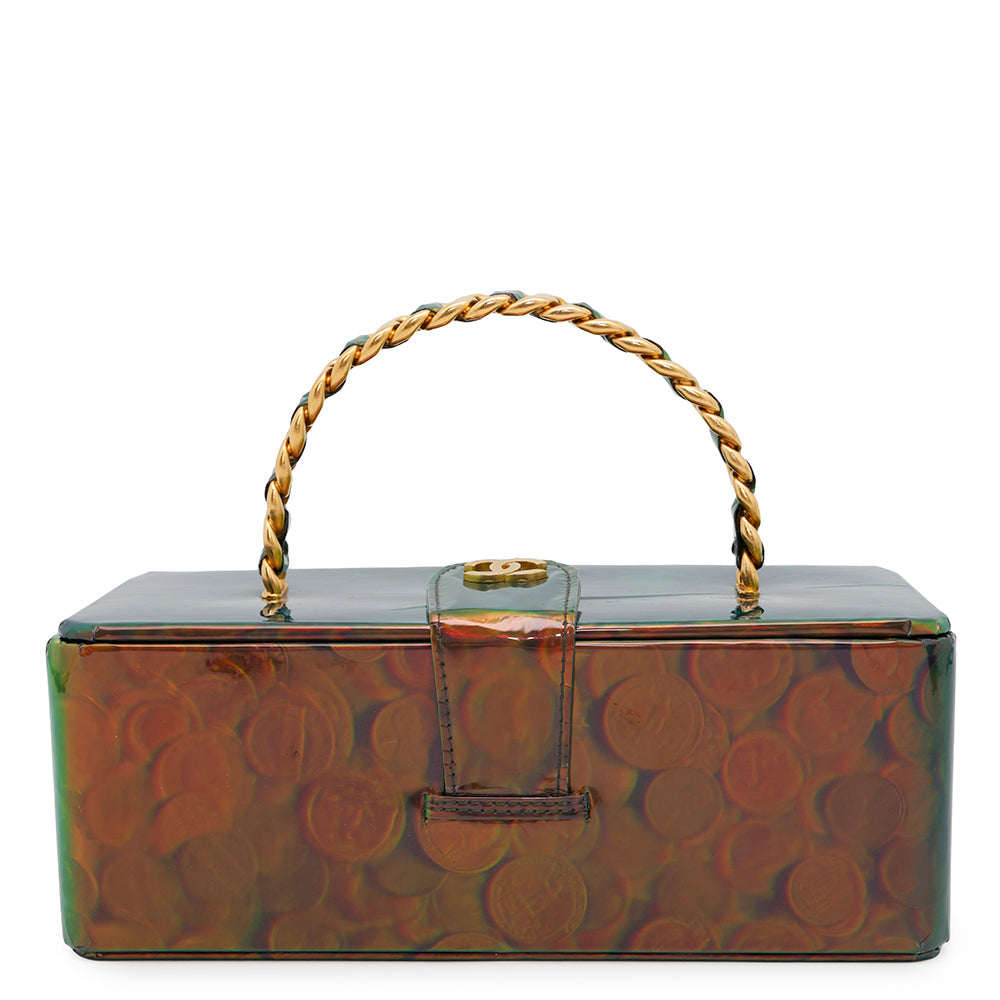 Chanel Coin Motif 3D Hologram Patent Multicolor Leather Handbag