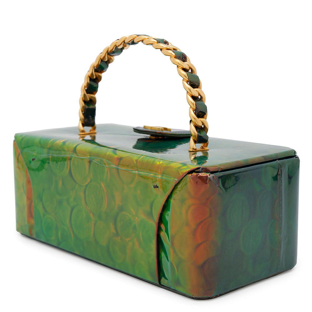 Chanel Coin Motif 3D Hologram Patent Multicolor Leather Handbag