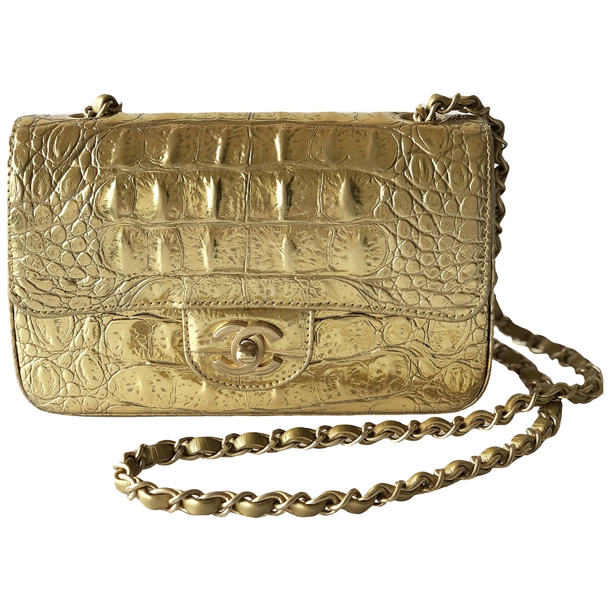 Chanel timeless/classique gold leather handbag