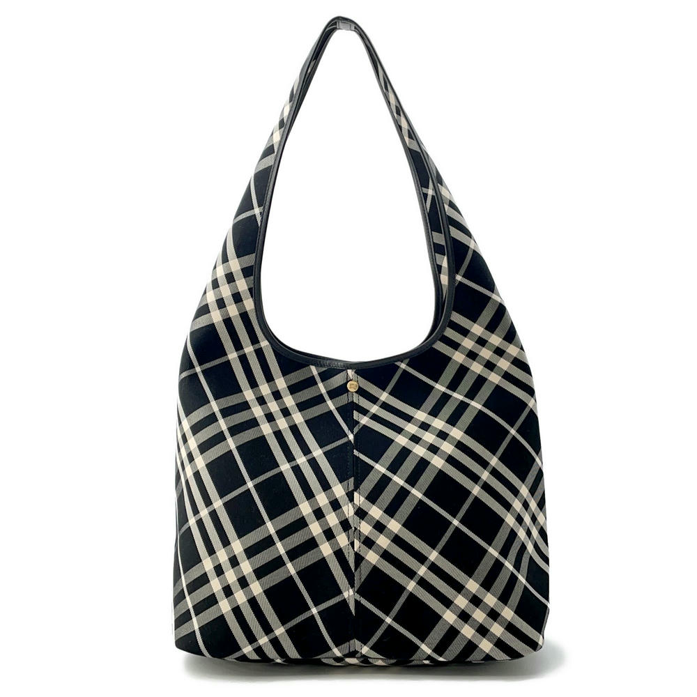 Burberry Check One Handle Tote Bag Calico80944761 Canvas Black Large