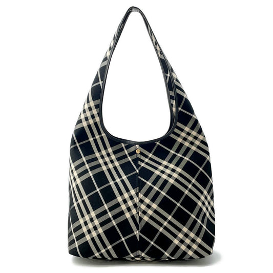 Burberry Check One Handle Tote Bag Calico80944761 Canvas Black Large