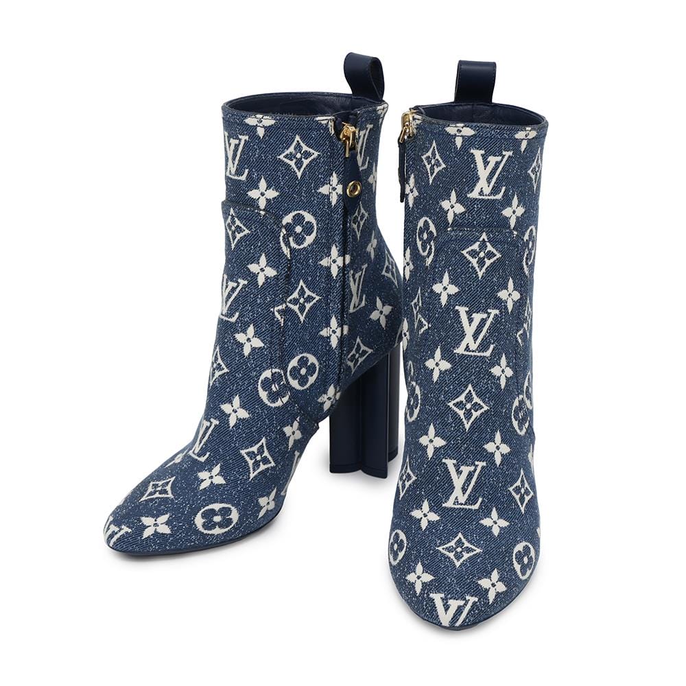 Louis Vuitton Silhouette Line EncreBoots Denim Monogram Blue Shoes