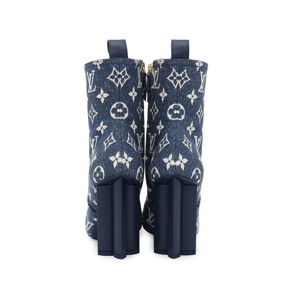 Louis Vuitton Silhouette Line EncreBoots Denim Monogram Blue Shoes