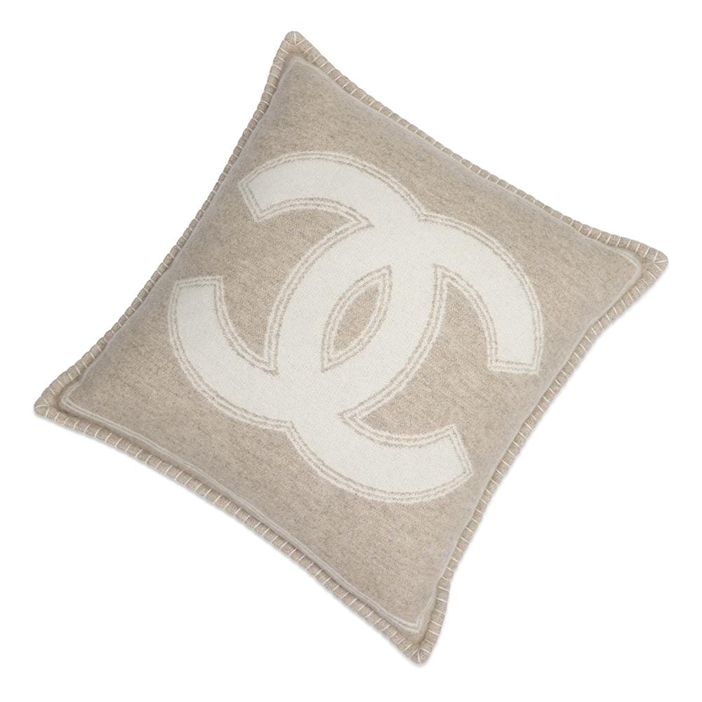 Chanel CC Logo Cushion Wool 90 Cashmere10 Beige Ivory Handbag