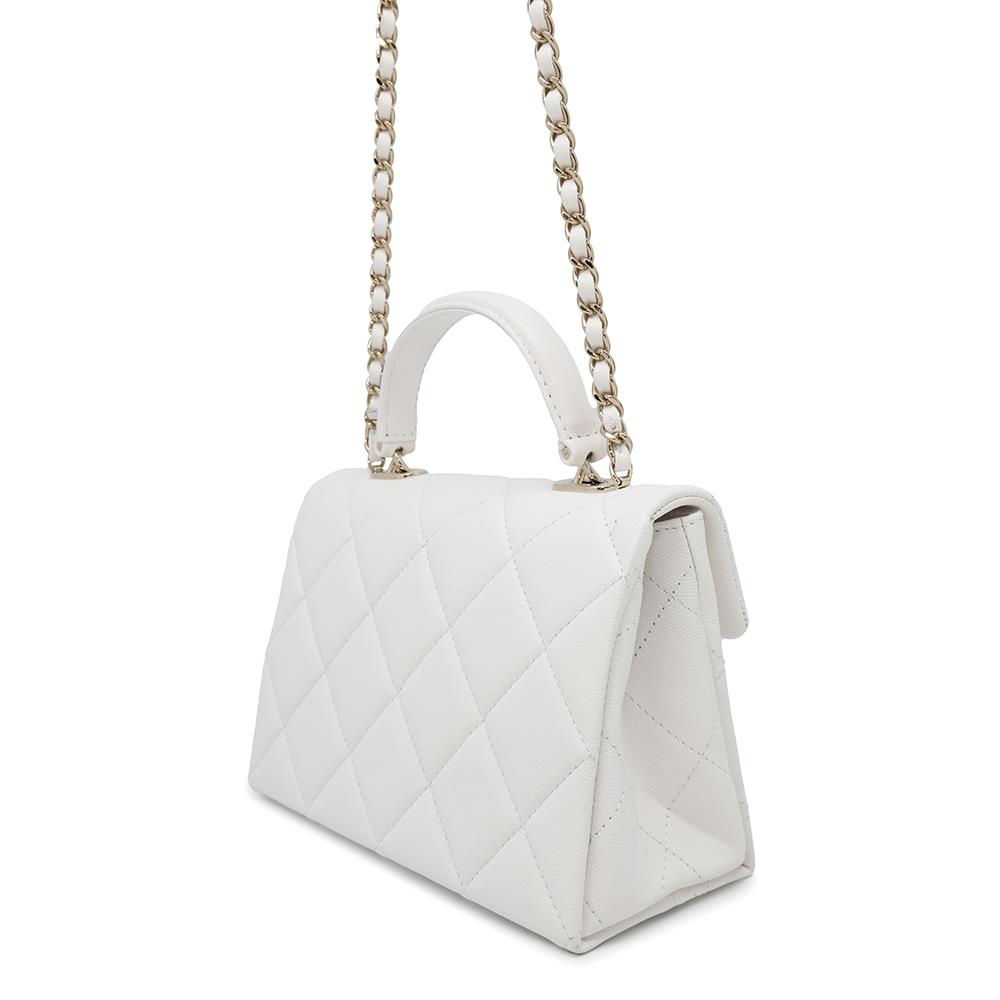 Chanel Matelasse 2way top handle WhiteAS4711 Caviar Leather Handbag